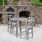 Thumbnail image #2 for Flash Furniture CH-51090TH-2-18VRT-SIL-GG Round Table and 2-Chair Set, 30" Dia. x 29-1/2"H, Silver, Vertical Slat Chairs