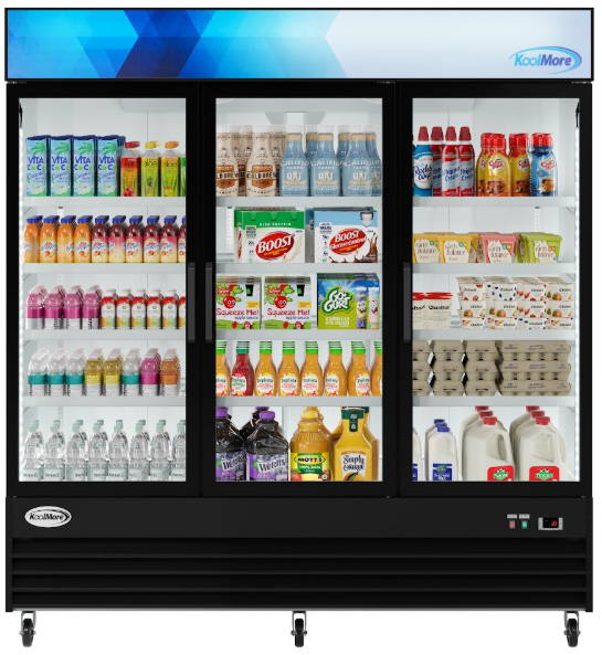 Product image #9 for KoolMore 78-Inch Three-Door Glass Door Merchandiser Refrigerator, 53 Cu. Ft., Black Stainless Steel