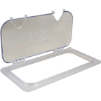 Thumbnail image #1 for AllPoints Foodservice Parts & Supplies Carlisle® 8405452 1/9 Size Clear Polycarbonate Hinged Notched Food Pan Lid