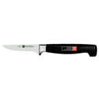 Thumbnail image #1 for Zwilling J.A. Henckels Four Star® 1024444 Forged Paring/Boning Knife, 2-3/4" High Carbon Stainless Steel Blade, Black Polypropylene Handle