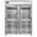 Thumbnail image #1 for Continental Refrigerator Designer Line D2RENSAGDHD Two-Section Wide Reach-In Refrigerator, 57" Wide, Half-Height Glass Doors, Stainless Steel