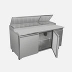 Thumbnail image #1 for Hurakan by Equip.me HKN-PZ70R2S Pizza Prep Table, 67.25-inch W, 19.5-inch Cutting Board, 9 x 1/3 Pan Capacity, 20.9 cu. ft.