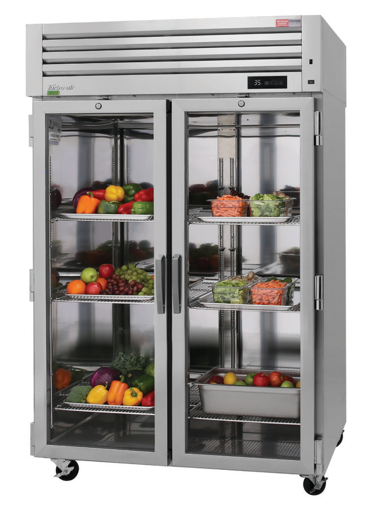 Product image #2 for Turbo Air PRO Series Two-Section Glass Door Reach-In Refrigerator, 47.36 Cu. Ft., Top-Mount Self-Contained Refrigeration