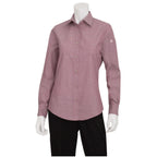 Thumbnail image #1 for Chef Works Chambray SLWCH002-DUR-XS Women's Dress Shirt, Long Sleeve, Dusty Rose, Poly/Cotton, XS
