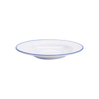 Thumbnail image #1 for G.E.T. Settlement Bistro B-110-W/CB Melamine Enamelware Bowl, 10 oz, 9", White with Cobalt Blue Trim 1 Dozen