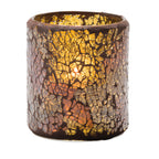 Thumbnail image #1 for Hollowick/Steelite Crackle 6301G Gold Glass Votive Lamp, 3-1/4"H x 3" Diameter, Fuel Cell-Compatible