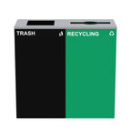 Thumbnail image #1 for Alpine Industries ALP4450-BLK-KIT12 58-Gallon 2-Stream Steel Recycling Bin Station, Black and Green