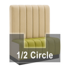 Thumbnail image #1 for ATSMFG ATS AT&S-AHC-R48-6CH GR7 Ruth Half Circle Booth, single, 48" x 90" x 48" long x 48" high, 6-channel back and seat back, channel deep seat