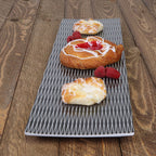 Thumbnail image #2 for G.E.T. Jewel - EGS M20638RC-B GN 2/4 Rectangular Melamine Tray, White with Black Decal, 20-7/8" x 6-3/8" x 3/4" Case of 3