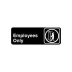 Thumbnail image #1 for AllPoints Foodservice Parts & Supplies 13835 Employees Only Sign, 3 x 9 Inch, Black/White Plastic, Adhesive Back