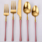 Thumbnail image #1 for Kadra Kitchenware Vikko Dine VF-30-IPG-SET-W 20-Piece Flatware Set, Service for 4, Brushed Pink & Gold, 18/10 Stainless Steel Case of 6
