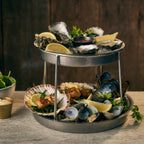 Thumbnail image #1 for Steelite Genware London, GW SS GWSFS22228V Two-Tier Seafood Stand, Vintage Stainless Steel, 7.625"