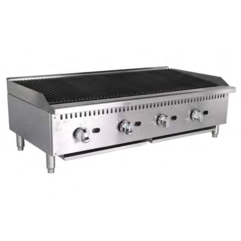 Product image #2 for Black Diamond 48-Inch Standard Series Countertop Radiant Gas Charbroiler, Natural Gas, 4 Burners