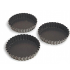 Thumbnail image #1 for Matfer Bourgeat Exopan 331613 Fluted Steel Tartlet Mold, 4-1/8" Diameter x 3/4"H, Nonstick Coated