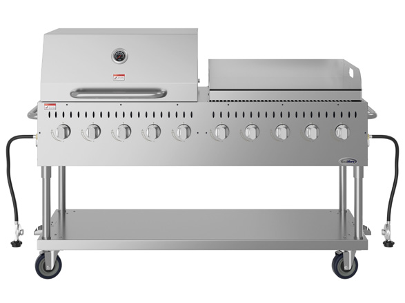 Product image #6 for KoolMore 72-Inch 10-Burner Commercial Outdoor Propane Gas Grill with 36-Inch Roll Dome Cover and 36-Inch Griddle