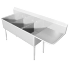 Thumbnail image #4 for IMC/Teddy SCS-34-1620-18L Three-Compartment Stainless Steel Scullery Sink, 71"W x 24"D x 44"H, Left Drainboard