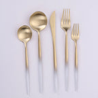 Thumbnail image #1 for Kadra Kitchenware Vikko Dine VF-10-VCW-SET-W 20-Piece Flatware Set, Service for 4, Brushed White & Champagne Gold, 18/10 Stainless Steel