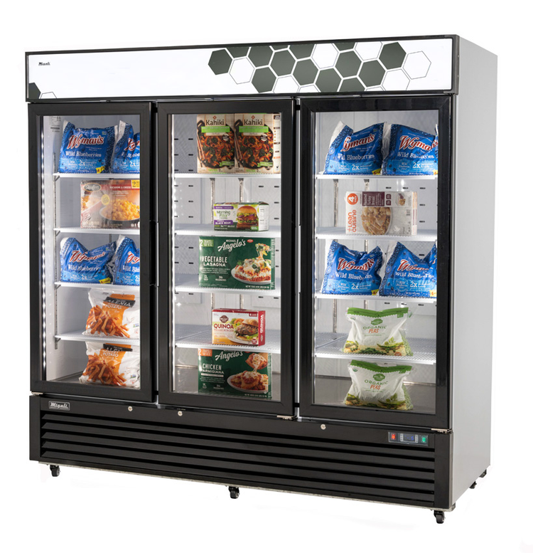 Product image #5 for Migali Competitor Series® Three-Section Reach-In Glass Door Freezer Merchandiser, 72 Cu. Ft., Bottom Mount, White