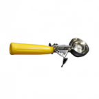 Thumbnail image #1 for CAC China SICD-20YL #20 Stainless Steel Thumb Disher, 1.6 oz, Yellow Plastic Handle Case of 36