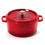 Thumbnail image #1 for G.E.T. Heiss CA-012-R/BK/CC Cast Aluminum Induction Dutch Oven, 4-1/2 qt, Red/Black, with Lid