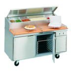 Thumbnail image #1 for La Rosa Refrigeration 2562-PTB Refrigerated Pizza Prep Table, 2-Section, 2-Door, Self-Contained, 62"W, 8-Pan Rail, Stainless Steel