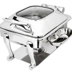 Thumbnail image #1 for Eastern Tabletop Crown 3964GSB Induction Chafer, 4 qt, Square, Stainless Steel, Hinged Glass Lid
