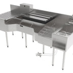 Thumbnail image #1 for Perlick Bartender's Cockpit™ PCE78-B-4 Freestanding Cocktail Station, Stainless Steel, 78"W, 4" Backsplash, Single Sink