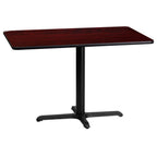 Thumbnail image #1 for Flash Furniture XU-MAHTB-2442-T2230-GG Rectangular Pedestal Dining Table, Mahogany Laminate, Black PVC Edge, 42"W x 24"D