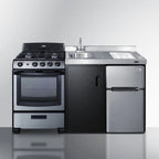 Thumbnail image #3 for Summit Commercial Summit Appliance ACK63GASBSS 63-Inch All-in-One Kitchenette with Gas Range, Refrigerator, Sink & Stainless Steel Countertop