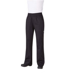 Thumbnail image #1 for Chef Works Essential PW005-BLK-M Women's Baggy Chef Pants, Black, Medium, 65/35 Poly-Cotton, Elastic Waistband