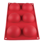 Thumbnail image #2 for Thunder Group PLBM001S Silicone Baking Mold, 6 Hemisphere Cavities, 2.7 oz., Red Case of 48
