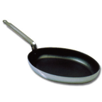 Thumbnail image #1 for Matfer Bourgeat 908040 Oval Aluminum Frying/Fish Pan, 11-Inch, 4-Layer Nonstick Coating, Riveted Stainless Steel Handle