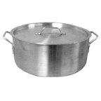 Thumbnail image #1 for Thunder Group ALSKBP001 8 qt Aluminum Brazier Pot with Cover, Flat Bottom