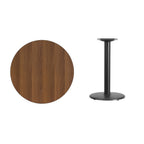 Thumbnail image #2 for Flash Furniture XU-RD-30-WALTB-TR18-GG Round Dining Table, 30" Diameter, Walnut Laminate Top, Black Cast-Iron Pedestal Base