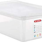 Thumbnail image #2 for CFS Brands Araven 03037 22.2 Qt GN 1/1 Rectangular Clear Polypropylene Food Storage Container with Airtight Lid Case of 6