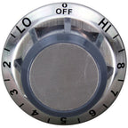 Thumbnail image #1 for AllPoints Foodservice Parts & Supplies 221254 Oven Thermostat Dial, Low-2 to 8-High, 2-3/8 in OD x 1-1/8 in D, Aluminum