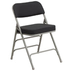 Thumbnail image #1 for Flash Furniture Hercules AW-MC320AF-BK-GG Metal Folding Chair with Black Pin Dot Fabric Back and Seat, Curved Triple-Braced Double-Hinged