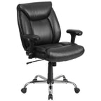 Thumbnail image #1 for Flash Furniture Hercules GO-2073-LEA-GG Big & Tall Mid-Back Swivel Task Chair, Bonded Leather, Adjustable Arms, Chrome Caster Base