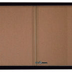 Thumbnail image #1 for AARCO Products SBC3660BK Enclosed Bulletin Board, 60"W x 36"H, Tempered Glass Sliding Door, Cork Back, Black Aluminum Frame