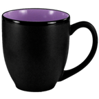 Thumbnail image #1 for International Tableware Hilo 81376-2583/05MF-05C 15 oz Ceramic Bistro Cup with Handle, Black Matte Exterior, Purple Interior 1 Dozen