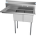 Thumbnail image #4 for KoolMore 43-Inch Two-Compartment Stainless Steel Commercial Sink with Left Drainboard and Backsplash