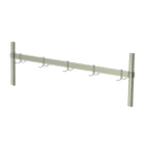 Thumbnail image #1 for AERO Manufacturing FUR-96 Table-Mount Utensil Rack, 96"W, Adjustable Single-Bar Stainless Steel, Includes Double-Pronged Pot Hooks