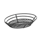 Thumbnail image #1 for G.E.T. 4-38804 Oval Iron Serving Basket, Raised Grid Base, Polyethylene Coated, Black, 11 x 8 x 2-1/4 in Case of 24
