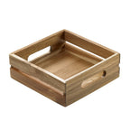 Thumbnail image #1 for Tableware Solutions USA Leone S5003 Acacia Wood Square Serving Box with Handles, 8 x 8 x 3 in