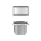 Thumbnail image #1 for Thunder Group STPA4146 1/4 Size Solid Steam Table Pan, 6" Deep, Anti-Jam, 25 Gauge 18/8 Stainless Steel Case of 24