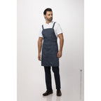 Thumbnail image #2 for Chef Works Largo ABN01-BLU-0 Bib Apron, Blue, Poly/Cotton, Adjustable Neck Strap, 3 Pockets, 31"L x 38"W
