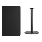 Thumbnail image #2 for Flash Furniture XU-BLKTB-3048-TR24B-GG Bar-Height Rectangular Pedestal Table, 48"W x 30"D, Black Laminate, Black PVC Edge