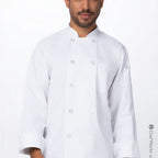 Thumbnail image #1 for Chef Works REWCCW-WHT-XL Unisex White Double-Breasted Long-Sleeve Chef Coat, X-Large