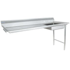 Thumbnail image #1 for Empura Stainless EUDT72R Soiled Dish Table, 72"W x 30"D x 41.5"H, Right-Side Legs, 7.5"H Backsplash, Pre-Rinse Bowl