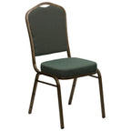 Thumbnail image #1 for Flash Furniture Hercules FD-C01-GOLDVEIN-0640-GG Stacking Banquet Chair, Green Patterned Upholstery, Gold Vein Frame, Crown Back